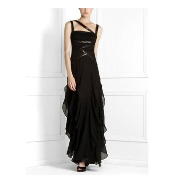 Black BCBG sequence ruffled dress. Size 8. - Picture 5 of 5